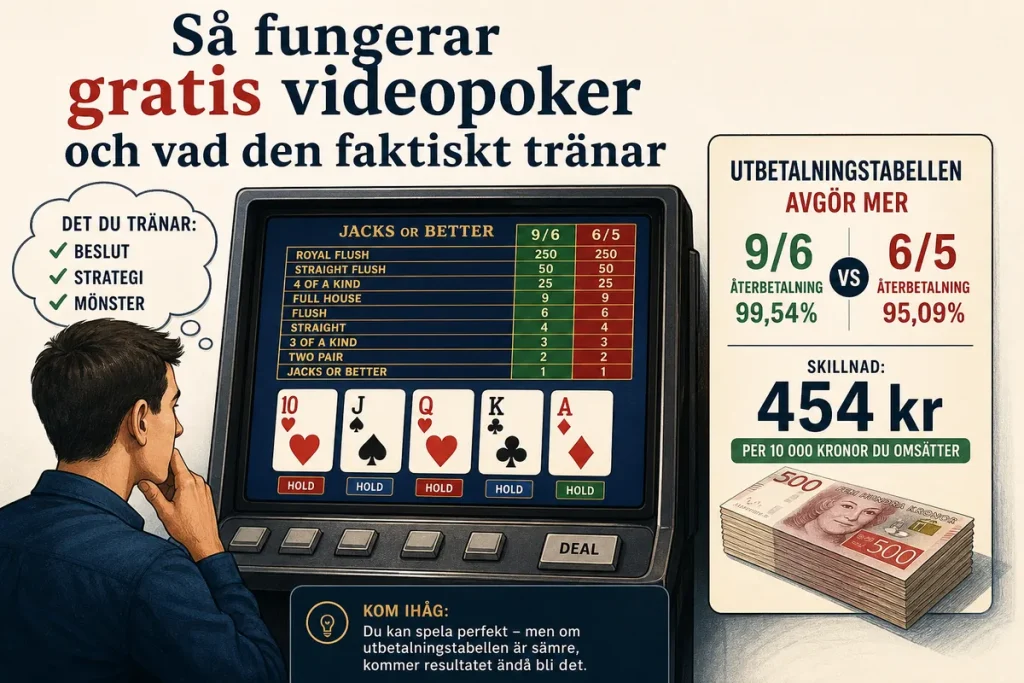 Så fungerar gratis videopoker och vad den faktiskt tränar