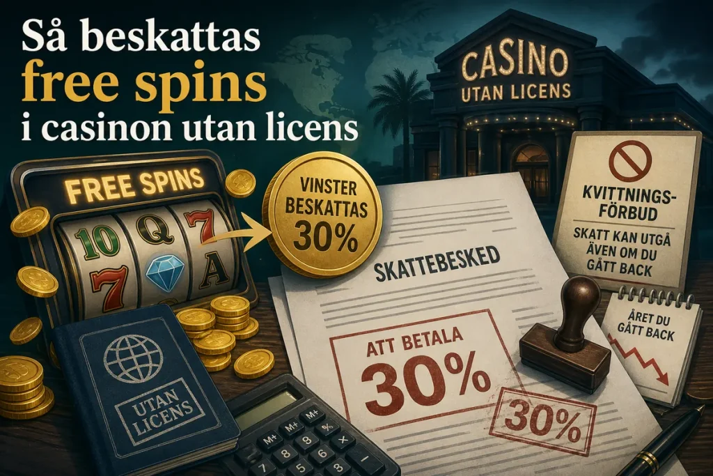 Så beskattas free spins i casinon utan licens
