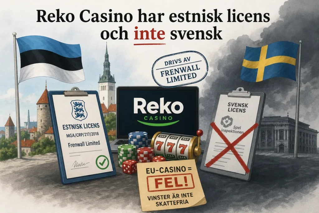 Reko Casino har estnisk licens och inte svensk